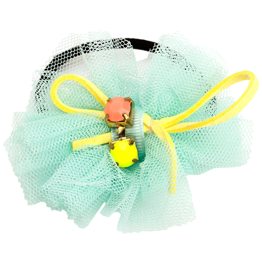 NeedyBee Baby Girls Hair Rubber Band in Light Green Net Flower